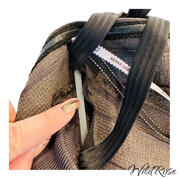 HERVE LEGER SHADOW (GRAY) SIMONE STRAPLESS SEQUINED BANDAGE DRESS SZ S - Picture 13 of 15